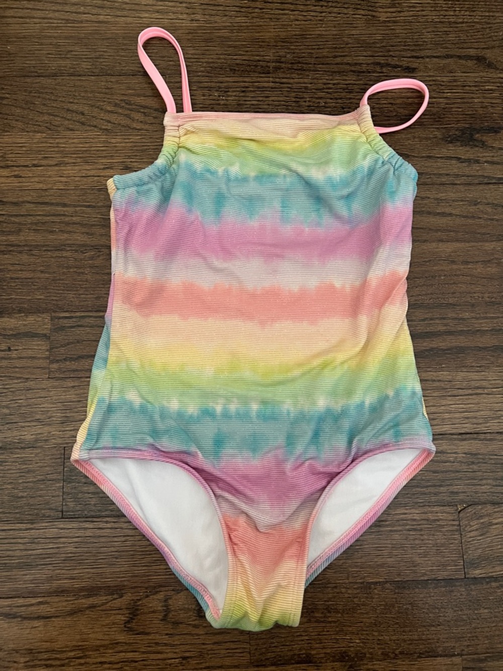 Cat & Jack Kids One-Piece Swimsuit in Rainbow Tie-Dye Pink Blue Yellow